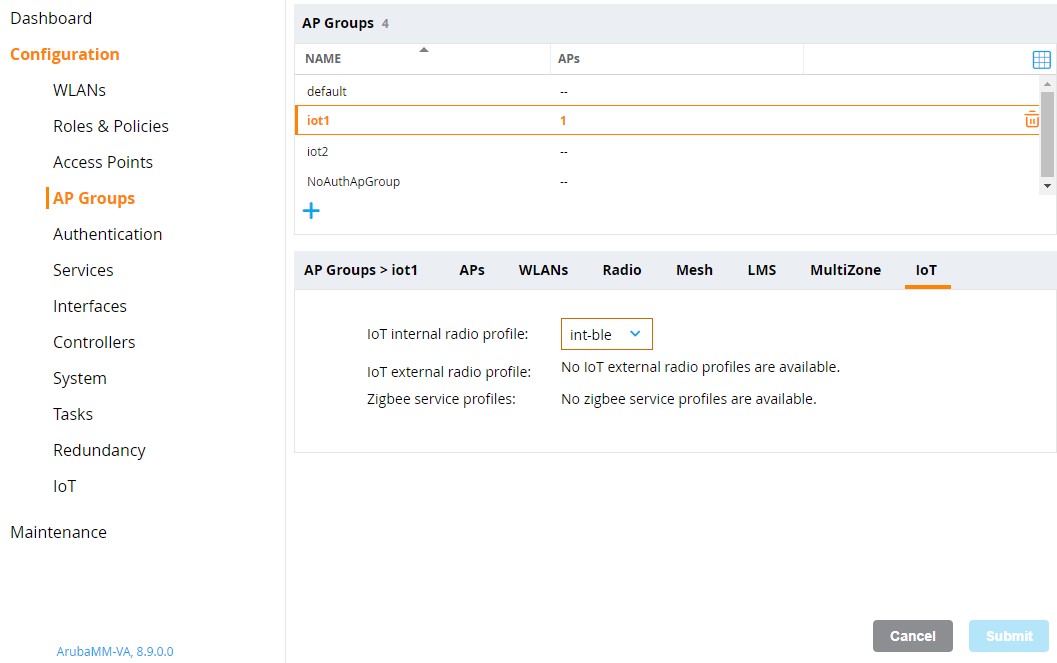 ArubaOS IoT radio profile assignment