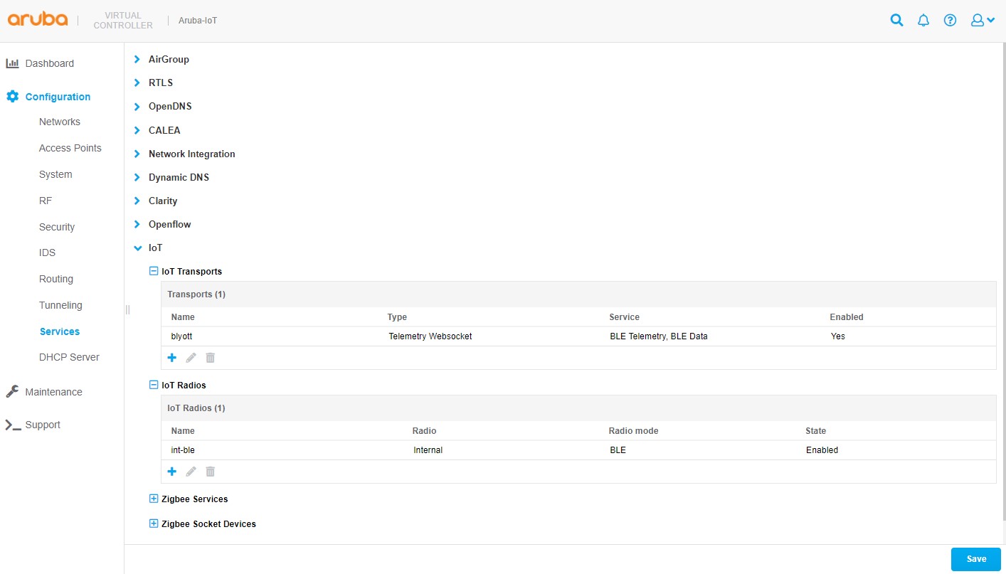 IAP IoT configuration Blyott finish