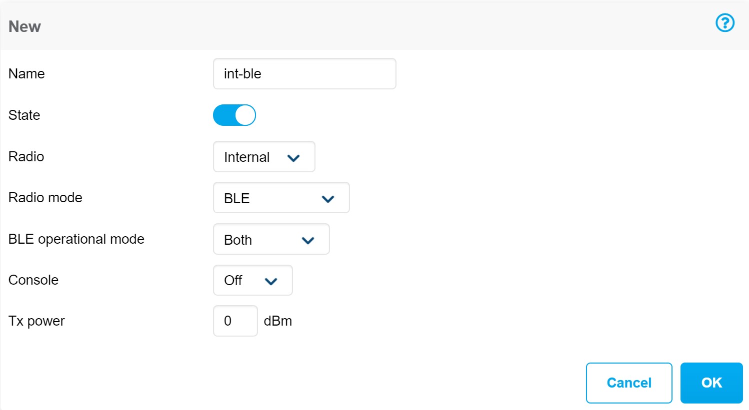 IAP IoT radio profile configuration BLE