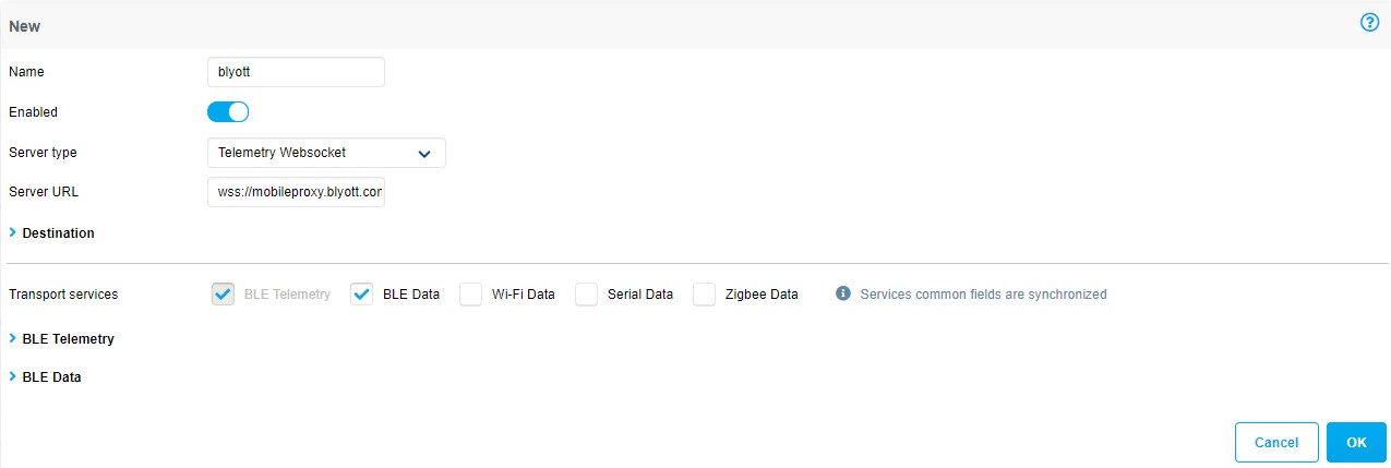 IAP IoT transport profile configuration service Blyott